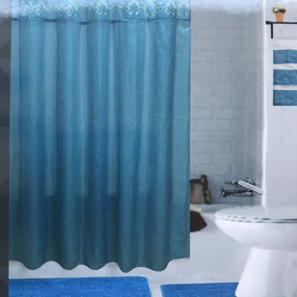 18 Pieces Shaggy TURQUOISE Bathroom Sets